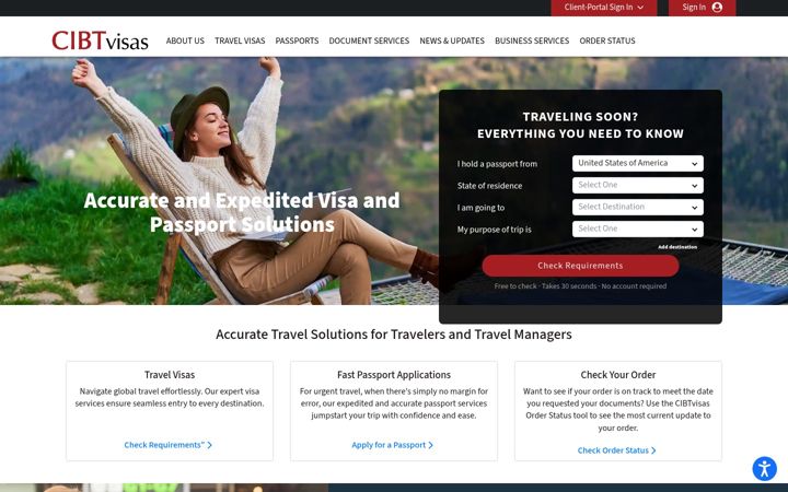 Screenshot of cibtvisas.com