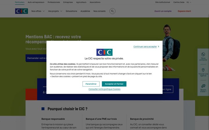 Captura de ecrã de cic.fr