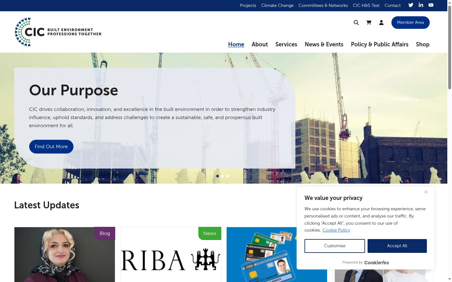 Captura de ecrã do banner de consentimento apresentado antes de qualquer interação