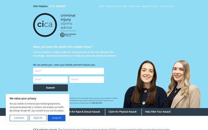 Screenshot von cica-criminal-injury.co.uk