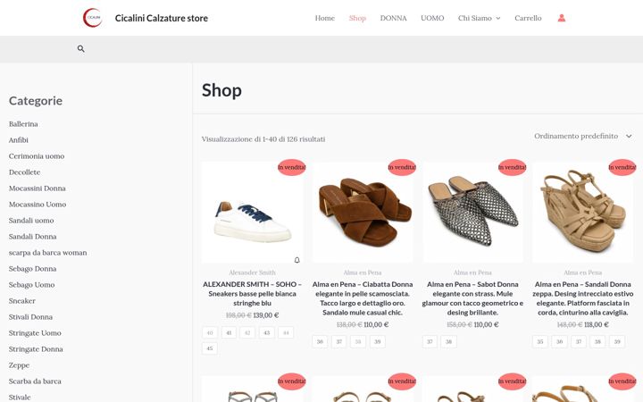 Screenshot of cicalinicalzature.it
