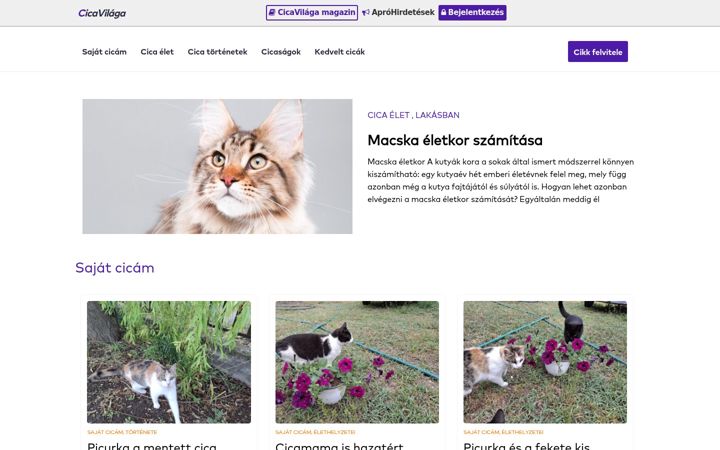 Екранна снимка на cicavilaga.hu
