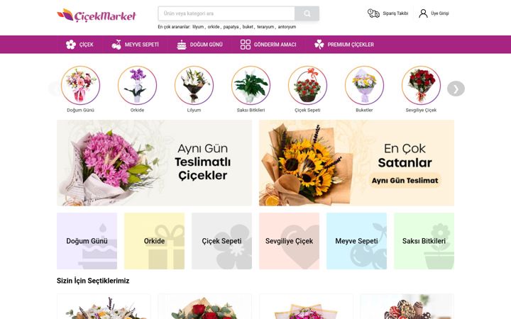 Skjámynd af cicekmarket.com