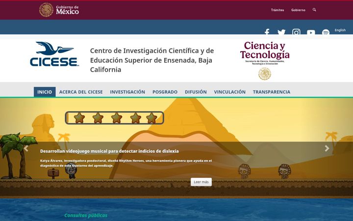 Screenshot of cicese.mx