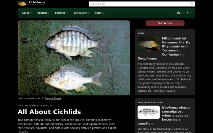 Screenshot of cichlidae.com