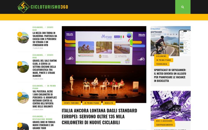 Snímek obrazovky cicloturismo360.it