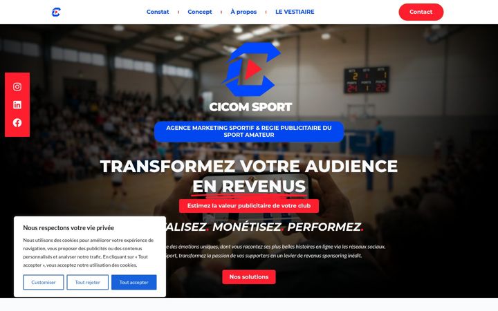 Screenshot of cicom-sport.com