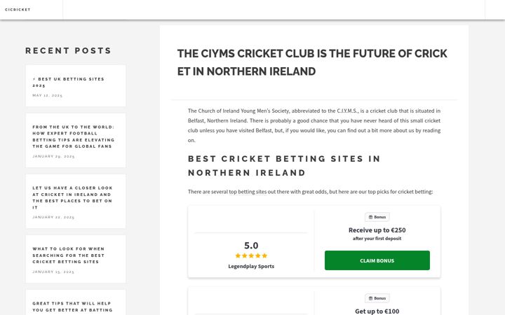 Screenshot of cicricket.co.uk