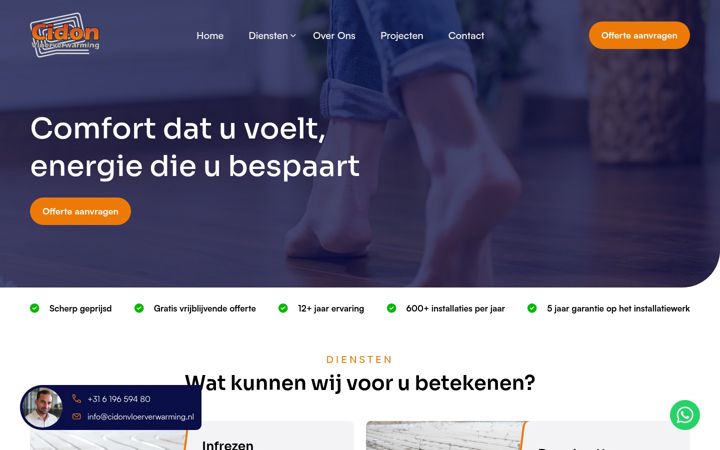 Screenshot του cidonvloerverwarming.nl