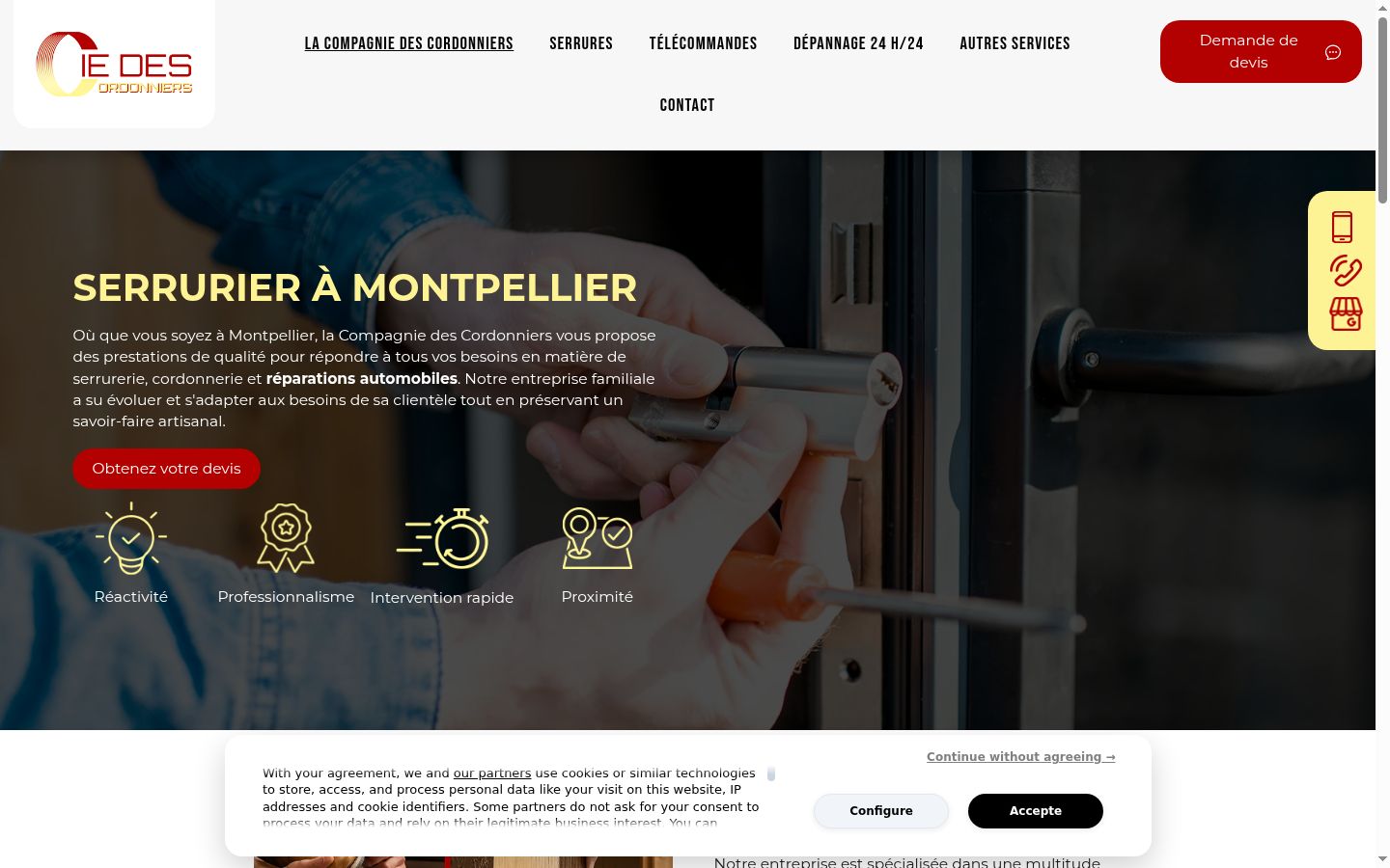 Screenshot del banner di consenso mostrato prima di qualsiasi interazione
