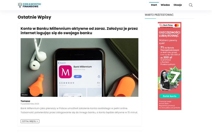 Zrzut ekranu ciekawostkifinansowe.pl