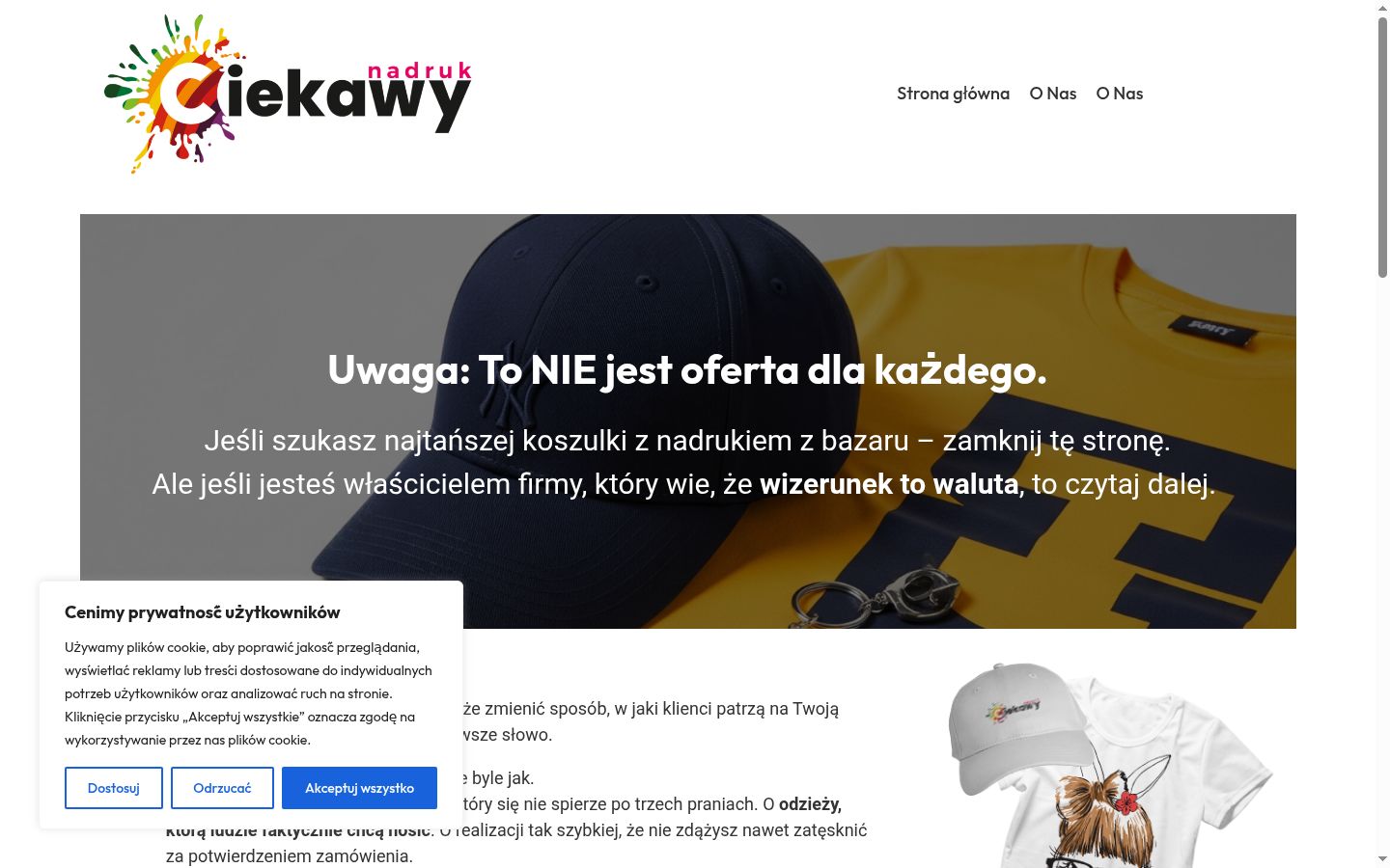 Zrzut ekranu banera zgody wyświetlanego przed jakąkolwiek interakcją