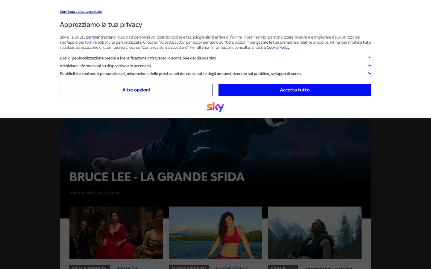 Captura de pantalla del banner de consentimiento mostrado antes de cualquier interacción