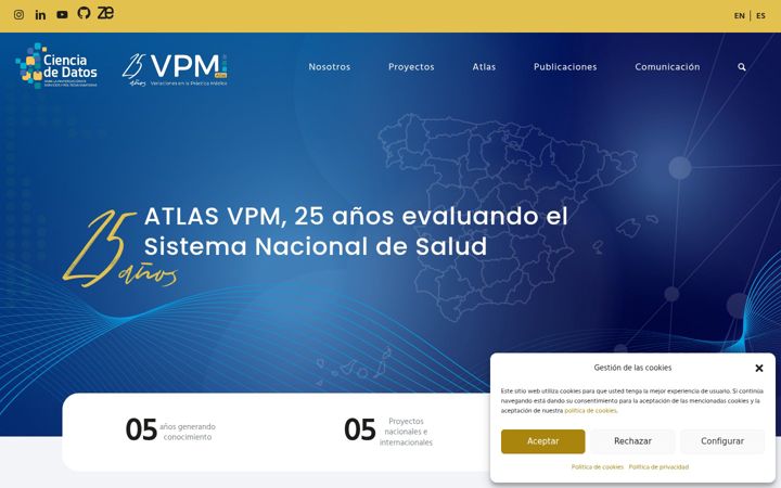 Captură de ecran a cienciadedatosysalud.org
