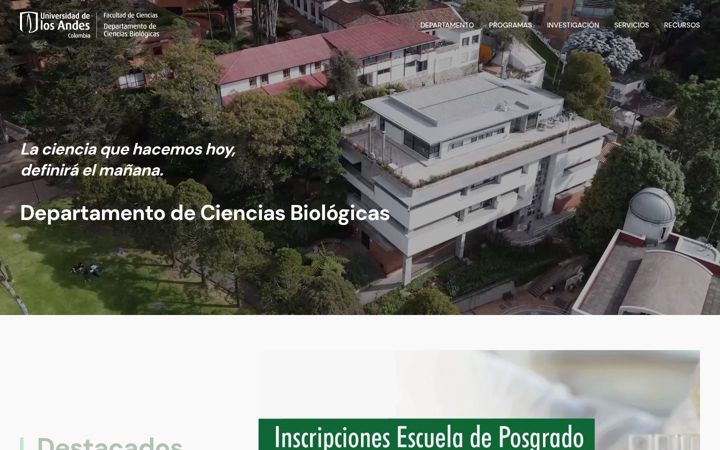 Snímek obrazovky cienciasbiologicas.uniandes.edu.co