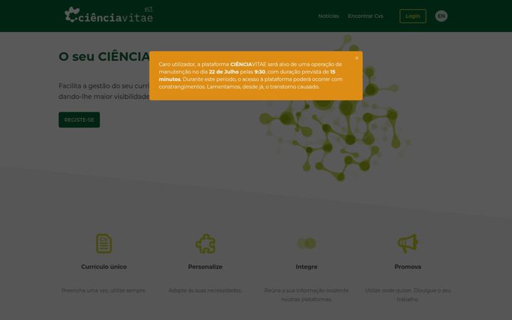 Screenshot of cienciavitae.pt