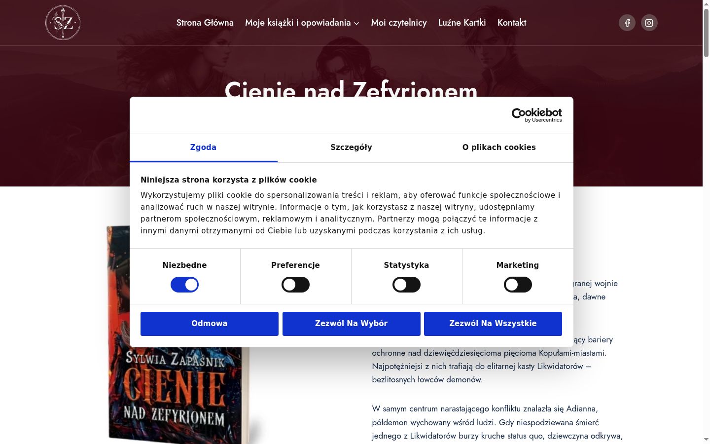 Zrzut ekranu banera zgody wyświetlanego przed jakąkolwiek interakcją