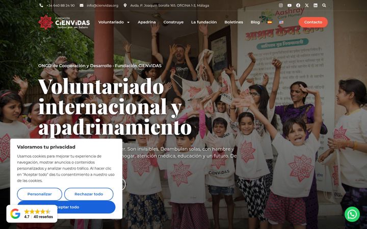 Captură de ecran a cienvidas.org