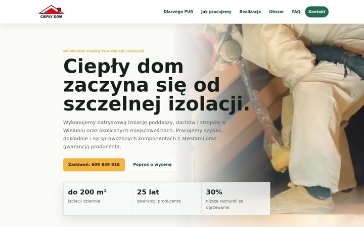 Screenshot stránky cieplydom-izolacje.pl