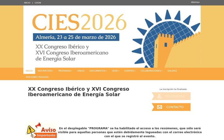 Captură de ecran a cies-congreso.org