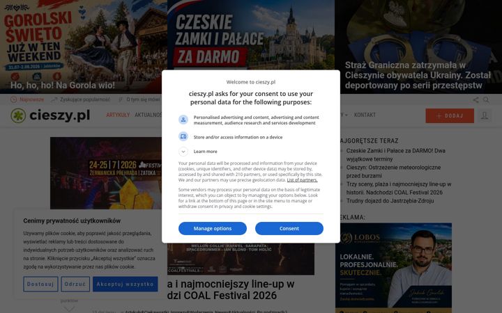 Ekrānuzņēmums no cieszy.pl