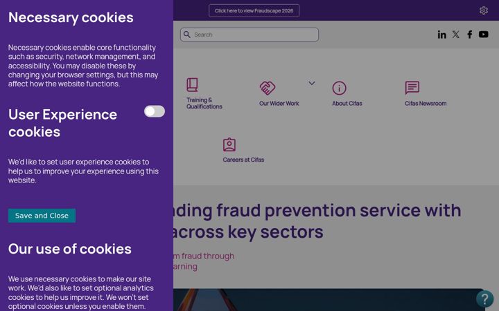 Screenshot of cifas.org.uk