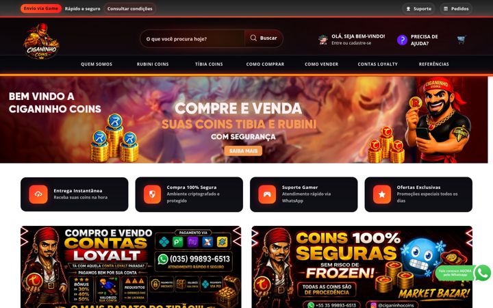 Ekrānuzņēmums no ciganinhocoins.com.br