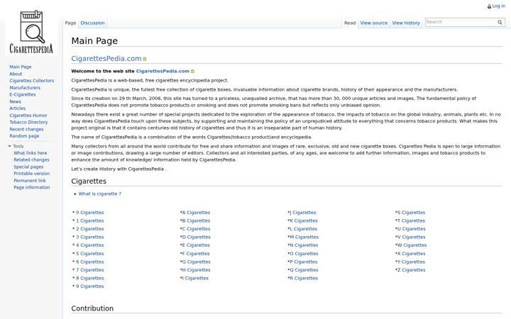 Screenshot of cigarettespedia.com