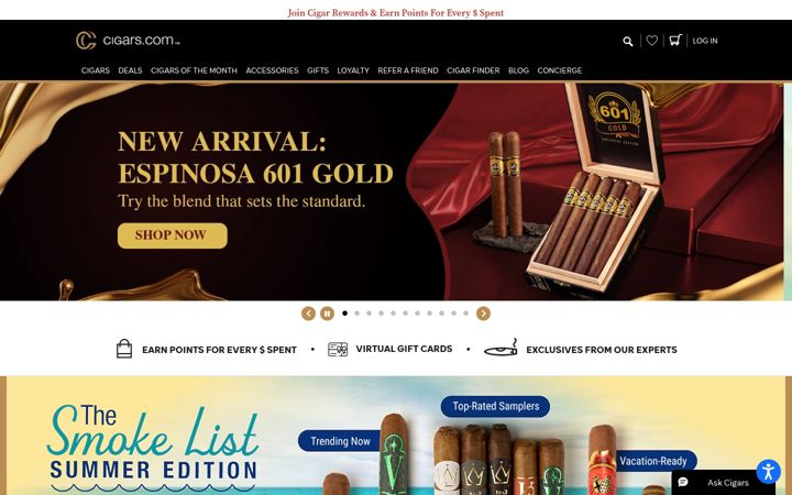 Ekraanipilt saidist cigars.com