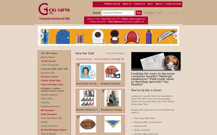 Screenshot of ciggifts.com