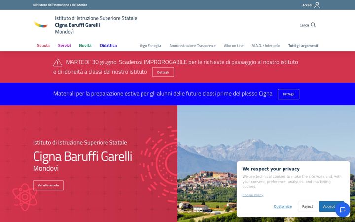 Screenshot of cigna-baruffi-garelli.edu.it
