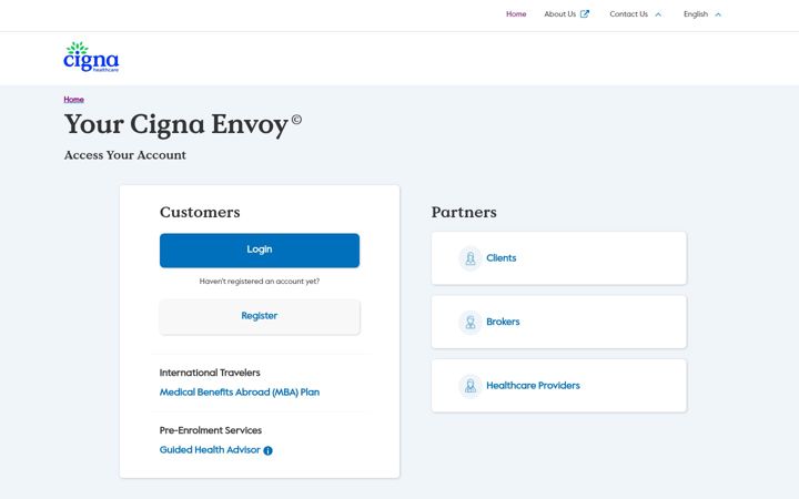 Screenshot of cignaenvoy.com