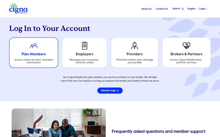 Screenshot of cignahealthbenefits.com