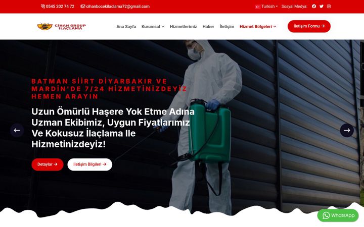 Screenshot of cihanbocekilaclama.com