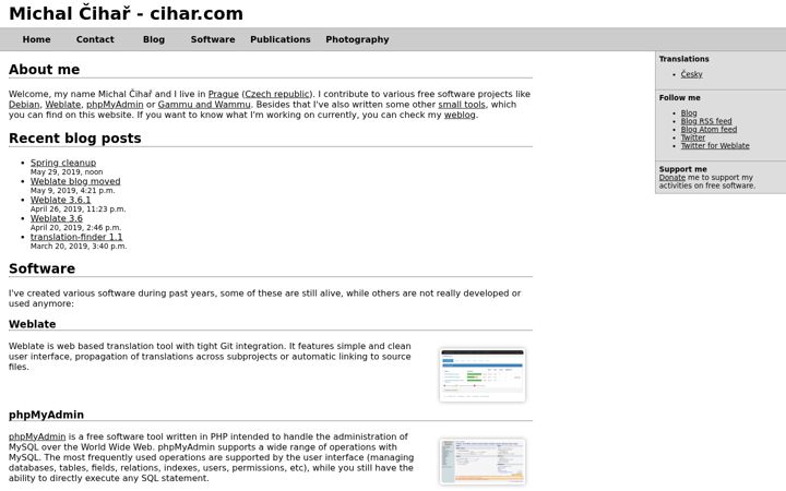 Captura de ecrã de cihar.com