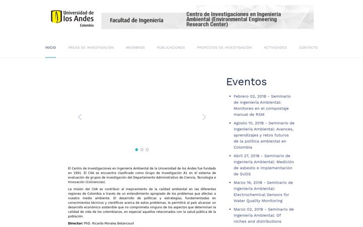 Snímek obrazovky ciia.uniandes.edu.co