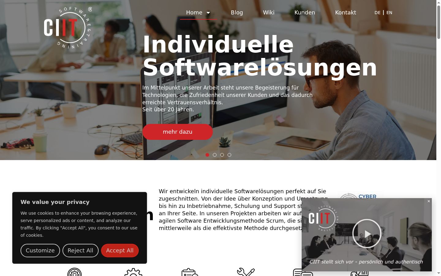 Screenshot des Einwilligungsbanners vor jeglicher Interaktion