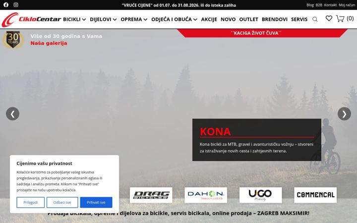 Screenshot van ciklo-centar.hr