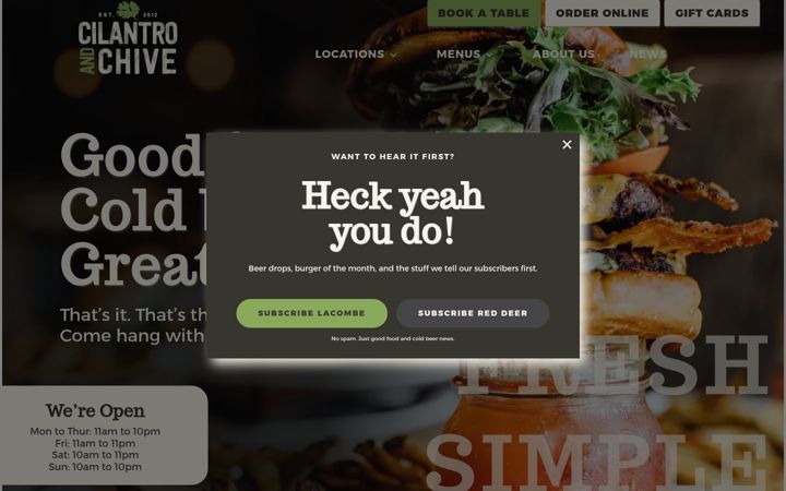 Screenshot του cilantroandchive.ca