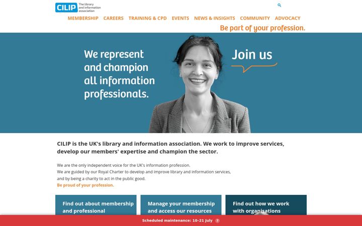 Screenshot of cilip.org.uk