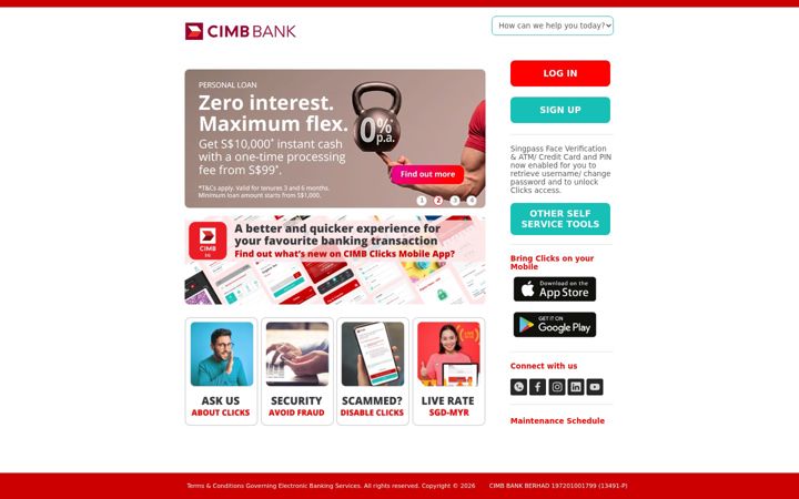Screenshot of cimbclicks.com.sg