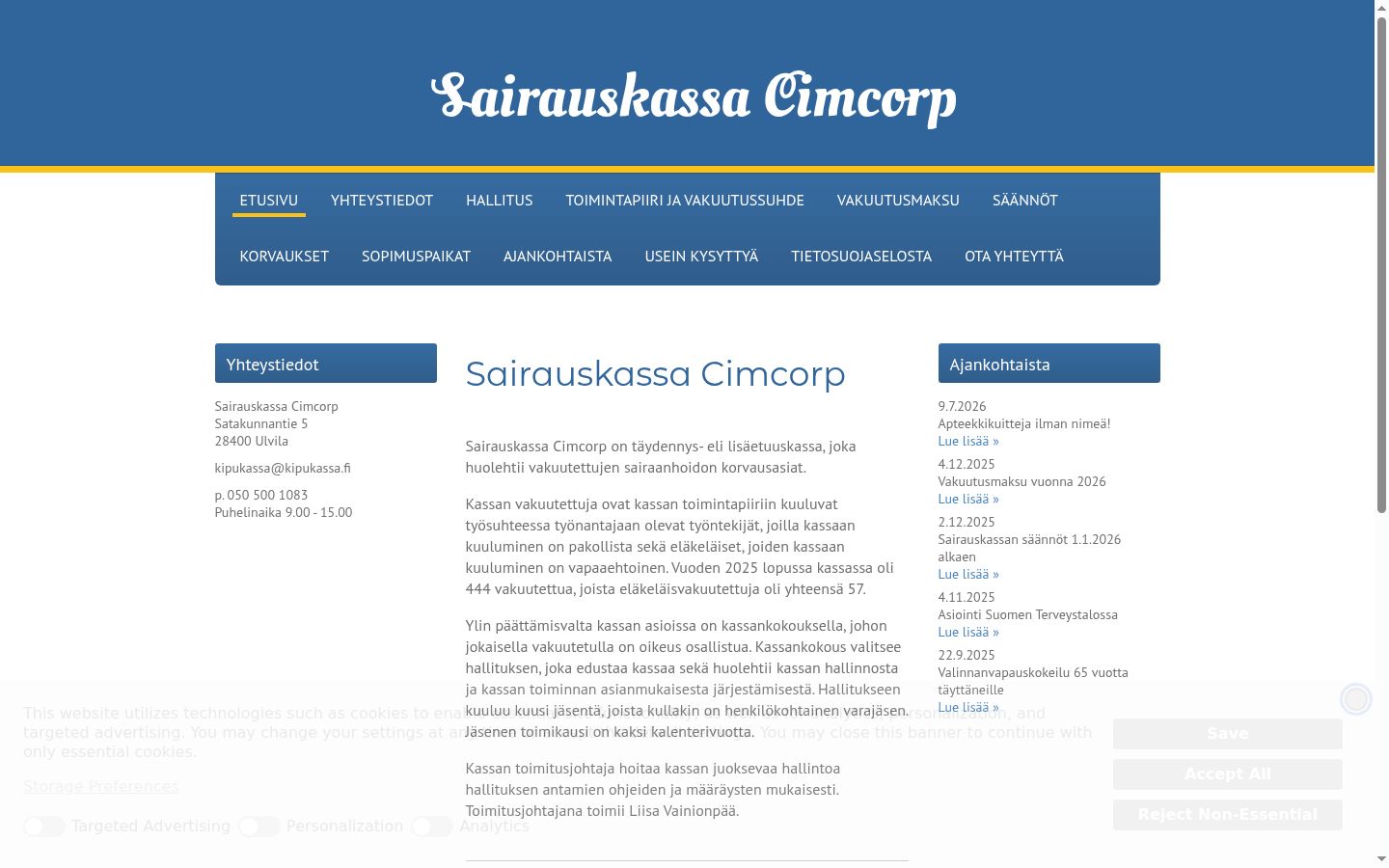 Screenshot des Einwilligungsbanners vor jeglicher Interaktion