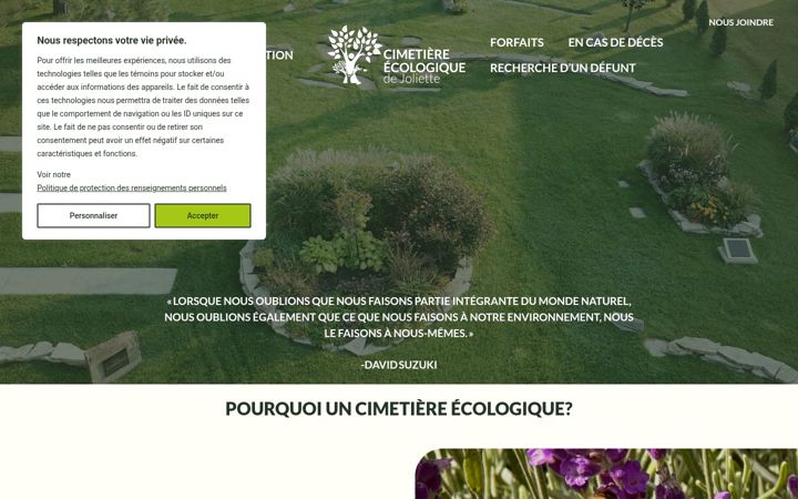 Screenshot of cimetiereecologiquejoliette.com