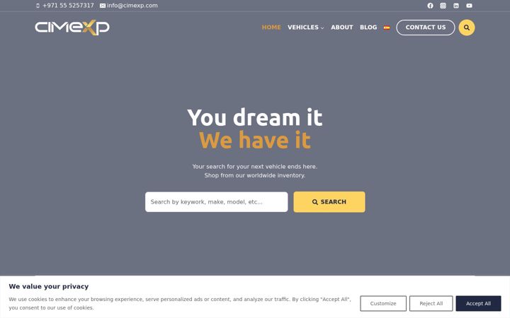 Screenshot of cimexp.com