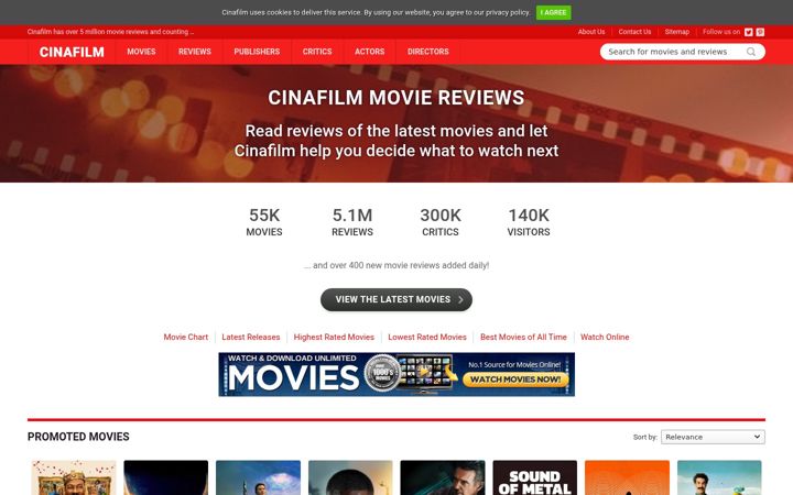 Capture d'écran de cinafilm.com