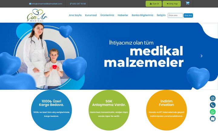 Screenshot of cinarmedikalmarket.com