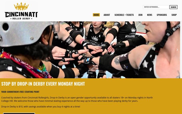 Screenshot of cincinnatirollerderby.com