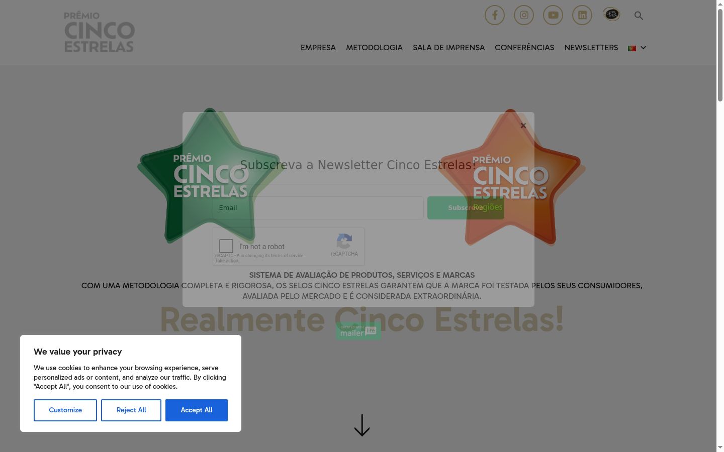 Screenshot of the consent banner shown before any interaction
