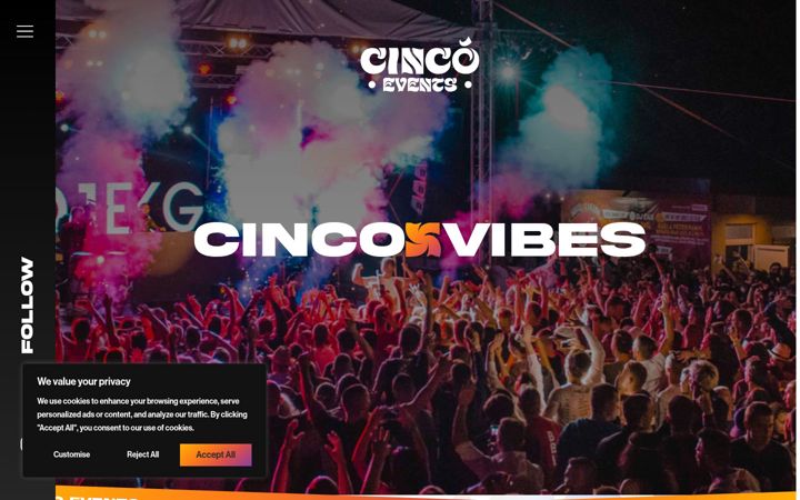 Screenshot of cinco-events.com