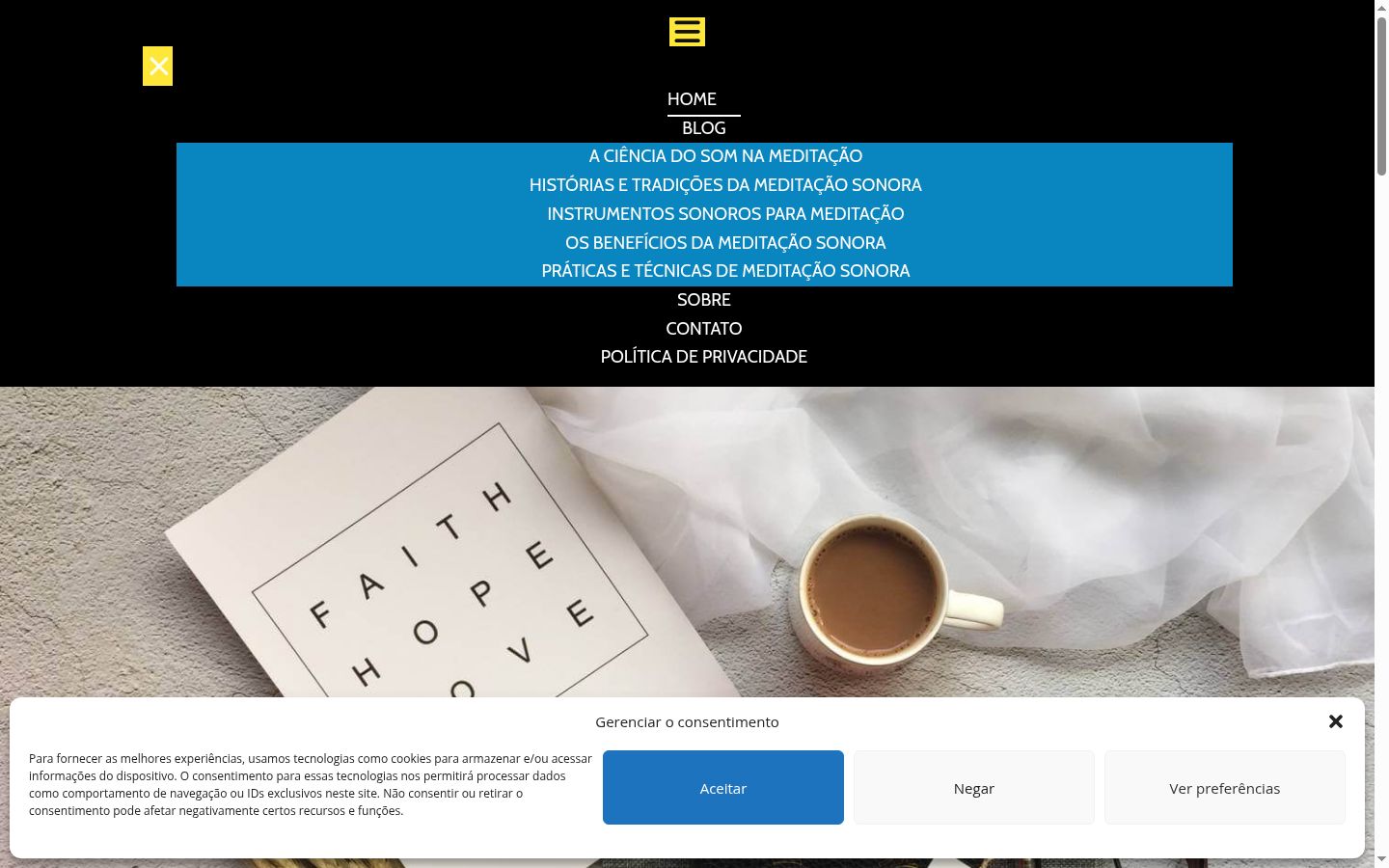 Screenshot del banner di consenso mostrato prima di qualsiasi interazione